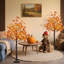 2 pièces 4 pi 144 lumières érable artificiel éclairé blanc chaud décorations d'automne pour l'intérieur de la porte, orange