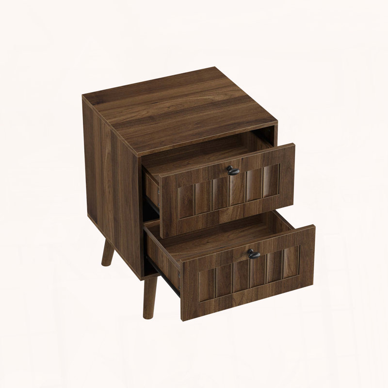 Ensemble de 2 tables de chevet modernes de style médiéval avec 2 tiroirs
