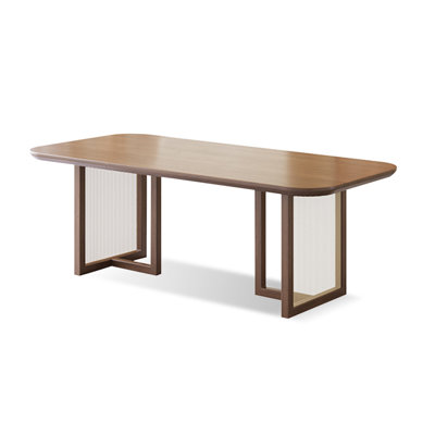 Brown Rectangular Solid Wood Dining Table