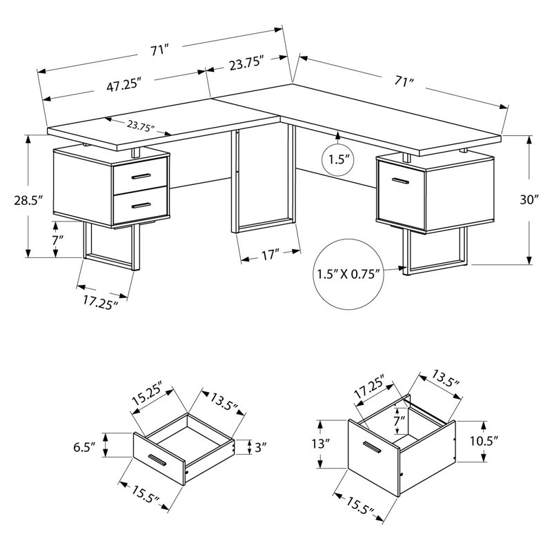 L-Shaped Steel Executive Desk