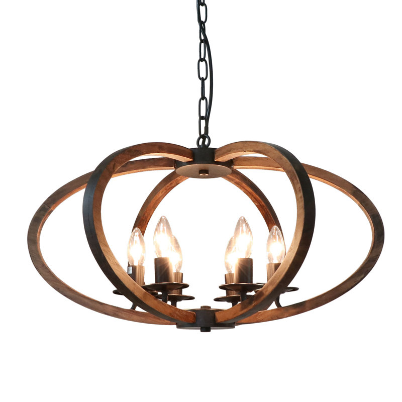 Îlot de cuisine géométrique 6 lumières lustre de style campagnard pour salle à manger table de billard rustique