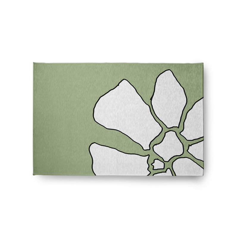 Tapis vert / gris clair en chenille tissé à la machine Jaak, Rectangle 2 pi x 3 pi