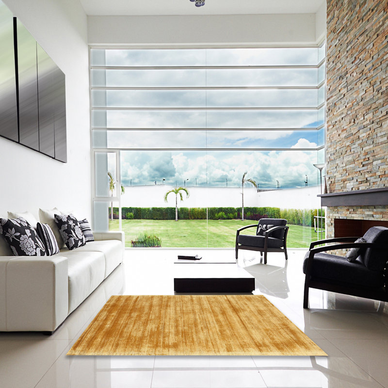 Tapis contemporain jaune, Carré 8 pi
