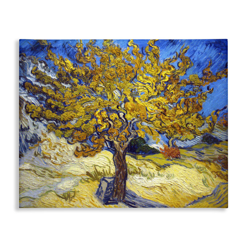 «Golden Tree Blue Yellow Van Gogh Classical» par Vincent Van Gogh - reproduction d'art, Toile tendue, H 24 po x l 30 po