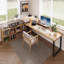 Bureaux en bois massif en L Burlywood-107625009-107625007