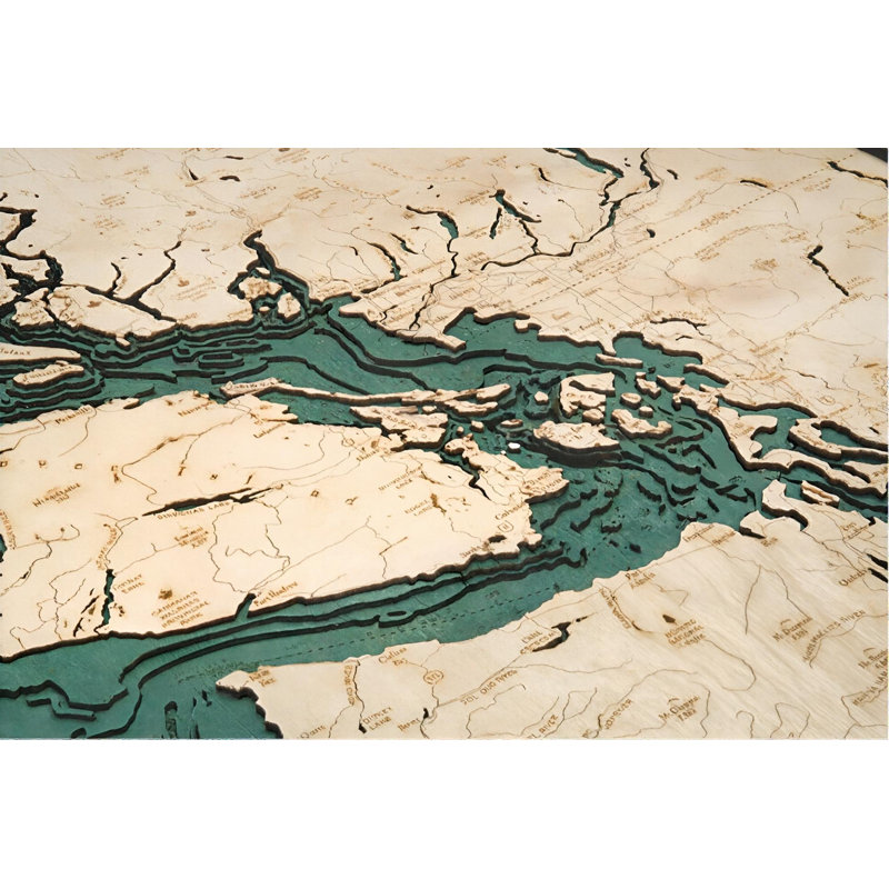 Trinx Nautical 3-D Wall Map - Salish Sea - Wayfair Canada