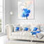 Magnifique fleur bleue aquarelle - coussin à imprimé floral-29894642-29894645