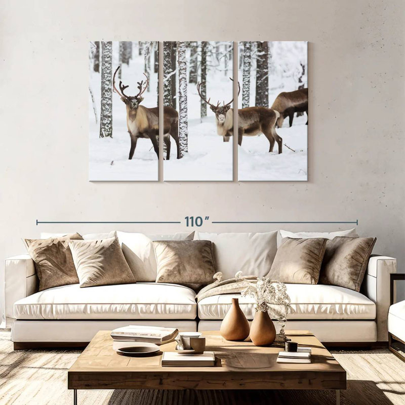 Brampt Roaming Winter Reindeer, 48" H x 74" W