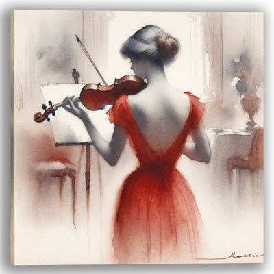 " Melodic Grace Violinist In Red "