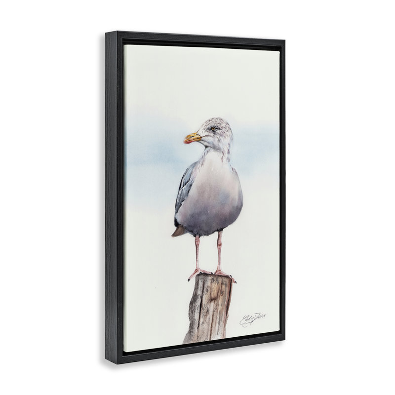 Cadre flottant Seaside Seagull Perch, conception de Cady, Cadre flottant noir de jais, H 25 po x l 17 po