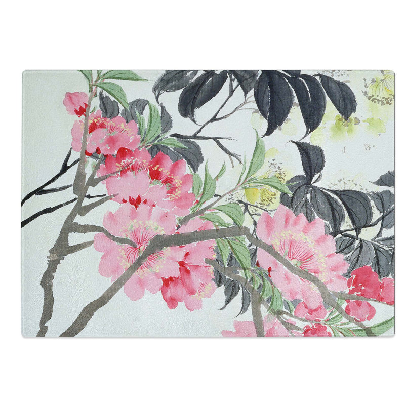 Tempered Glass Blossoms by Zhao Zhiqian Chopping Board, 39 cm W x 28.5 cm L