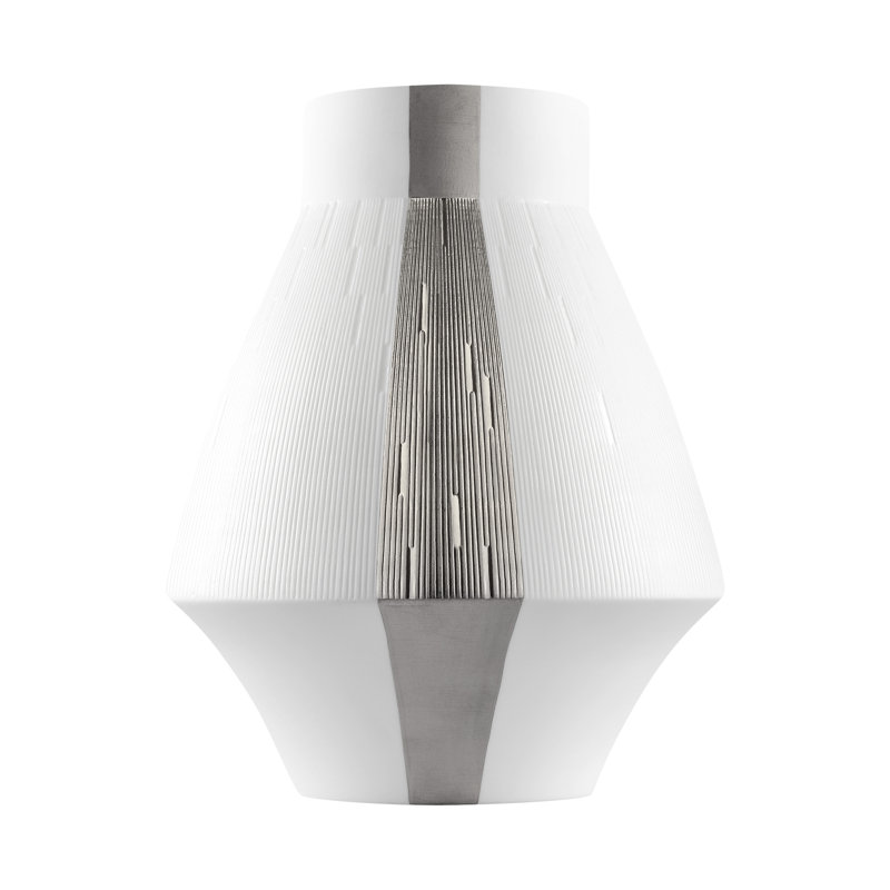 Infini Handmade Table Vase, Platinum, 9.45"H x 7.48"W x 7.48"D