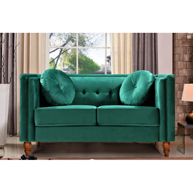 Eveland 58.3'' Velvet Loveseat, Green Velvet