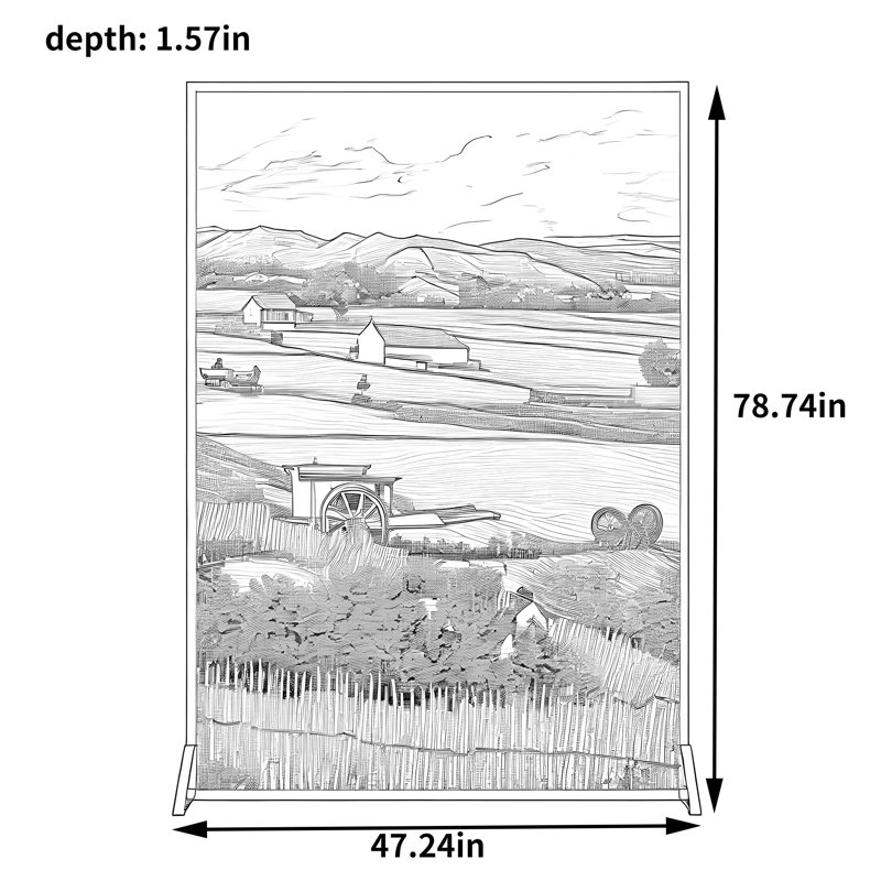 Paravent Van Gogh Wheatfield, H 78,74 po x l 47,24 po x P 1,57 po