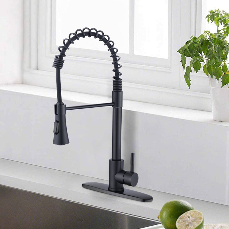 PROOX Pull Down Kitchen Faucet, Without Soap Dispenser, Matte Black
