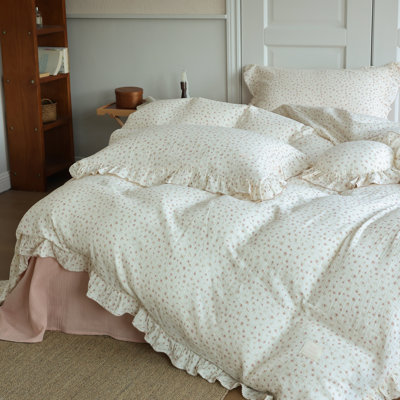 Minimalist Cotton Muslin Floral Kids Duvet Cover Set  (No Pillowcases)