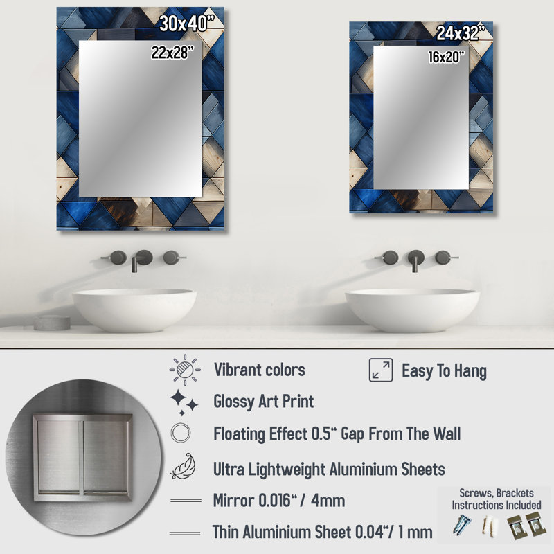 Zanzibar - Blue Wall Mirror Decor, 40 po x 30 po