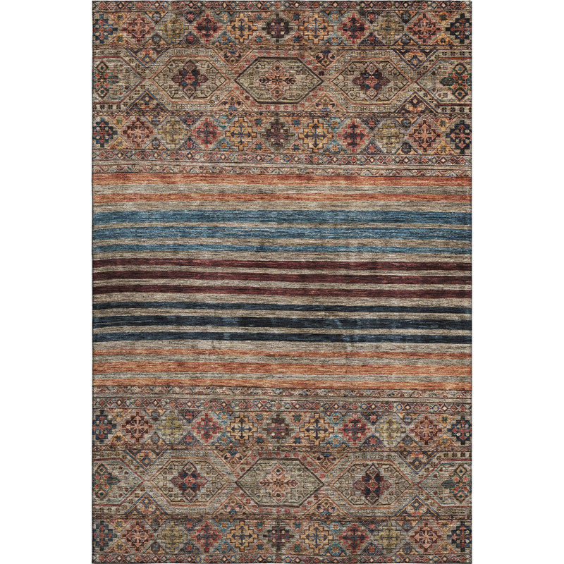 Premium Machine Washable Brennon AMF1641 Stripes Rug, Rectangle 9' x 12'