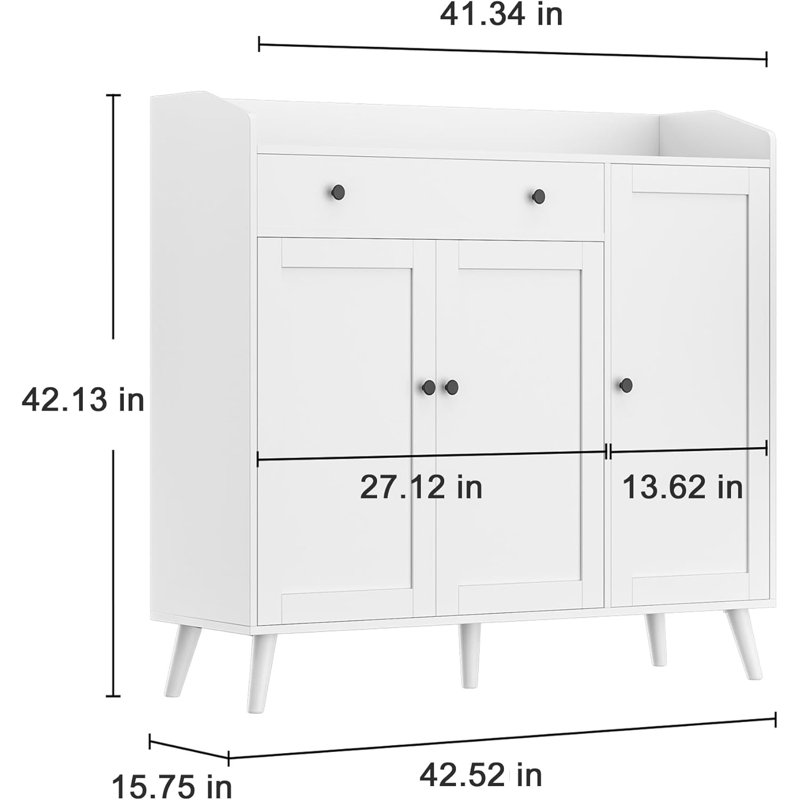 Large Shoe Cabinet Fit Up To Shoe Size 16, Shoe Storage Cabinet With 3 Doors And 1 Drawer, Wooden Shoe Organizer For Entryway