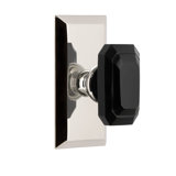 Grandeur Fifth Avenue Short Plate Privacy with Baguette Black Crystal Door Knob