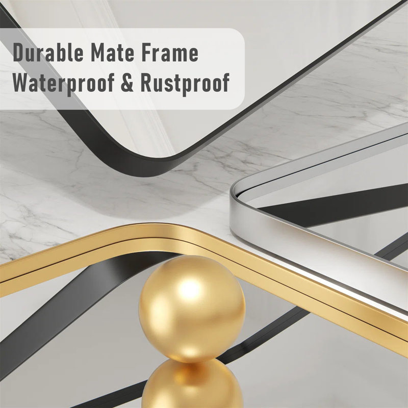 Morelock Metal Rectangle Bathroom Mirror Wall Mirrors, Gold, 36" x 24"