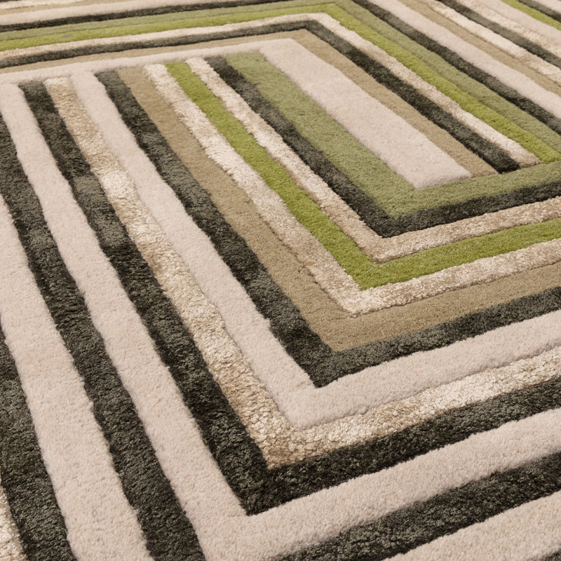Corel Rectangle Geometric Wool Hand Tufted Dhurrie, Rectangle 200 x 290cm