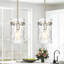 Grand luminaire suspendu pour îlot de cuisine 1 lumière avec abat-jour en verre martelé transparent Levona (ensemble de 2)-605246605