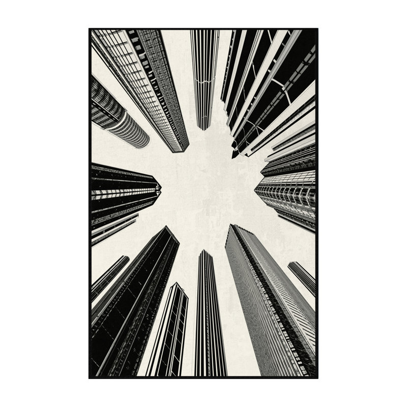 Machine Washable Orkan Hong Kong Skyline Sleek & Chic Modern Geometric Rug in Beige – Black Binding, 4x6