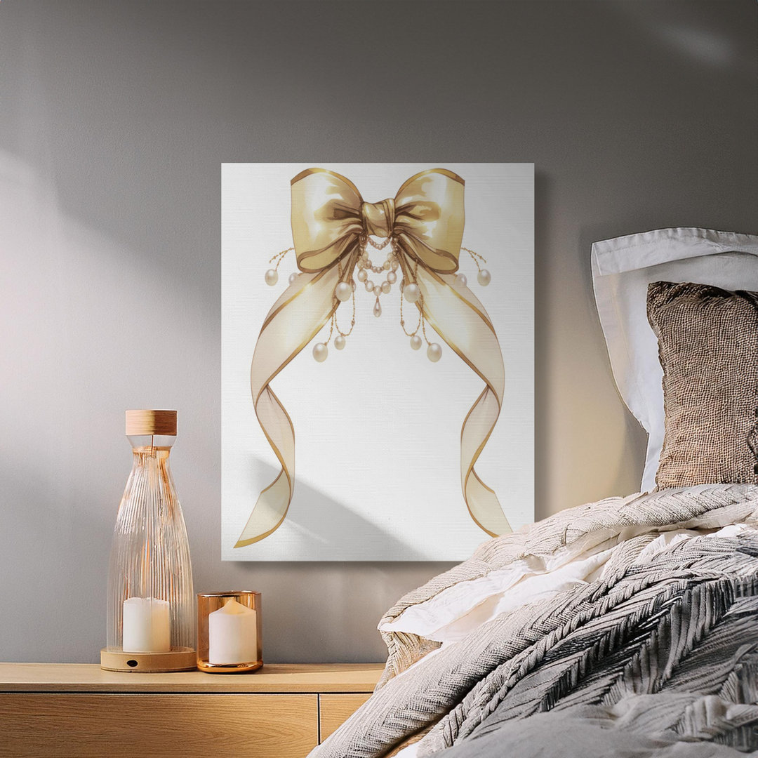 Elegant Pearl Bow Coquette Wall Art
