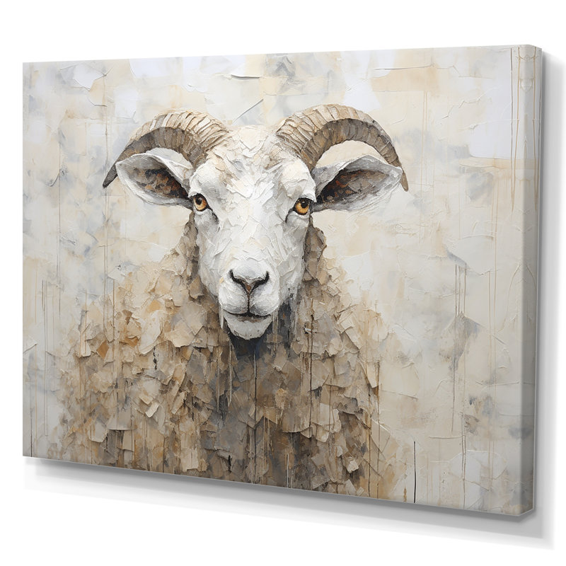 Cozy beige minimalisme mouton sur toile, Toile tendue, H 12 po x l 20 po x P 1 po