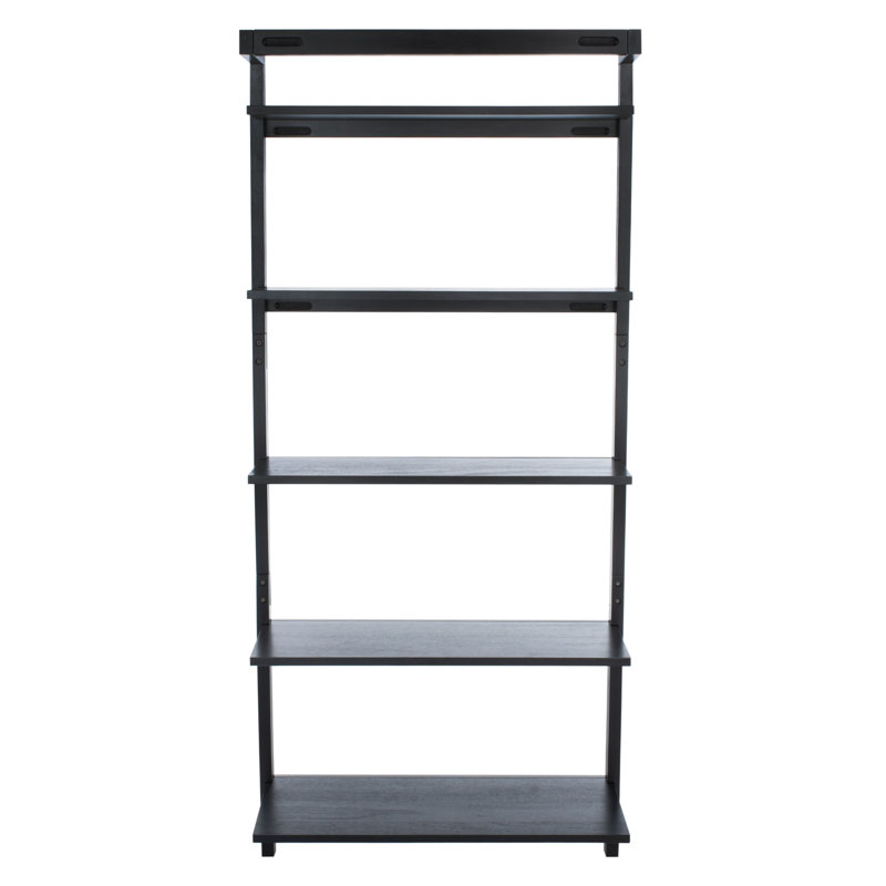 Bibliothèque échelle en bois massif H 72,44 po x l 18,11 po Alexzander, Noir, H 72,44 po x l 31,49 po