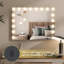 60x80 Makeup Mirror with Charging, 3 Color Light Large Mirror with 18 dimmable LED Bulb-122910780