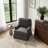 Upholstered Tan Skirted Swivel Accent Arm Chair with Nailhead Trim-505412847