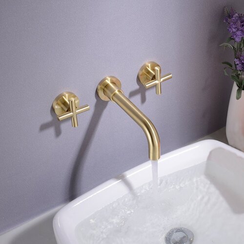 PROOX Wall Mounted Faucet 2-handle Bathroom Faucet with Drain Assembly ...
