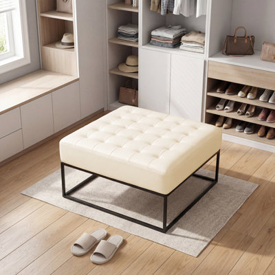 Owen Genuine Leather Square Ottoman