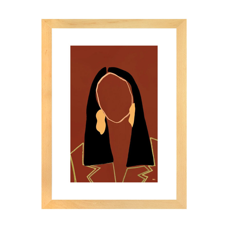 « Joi » par Bria Nicole-impression d’art graphique, Blanc, H 24 po x l 16 po x P 1 po, Toile avec cadre en bois beige