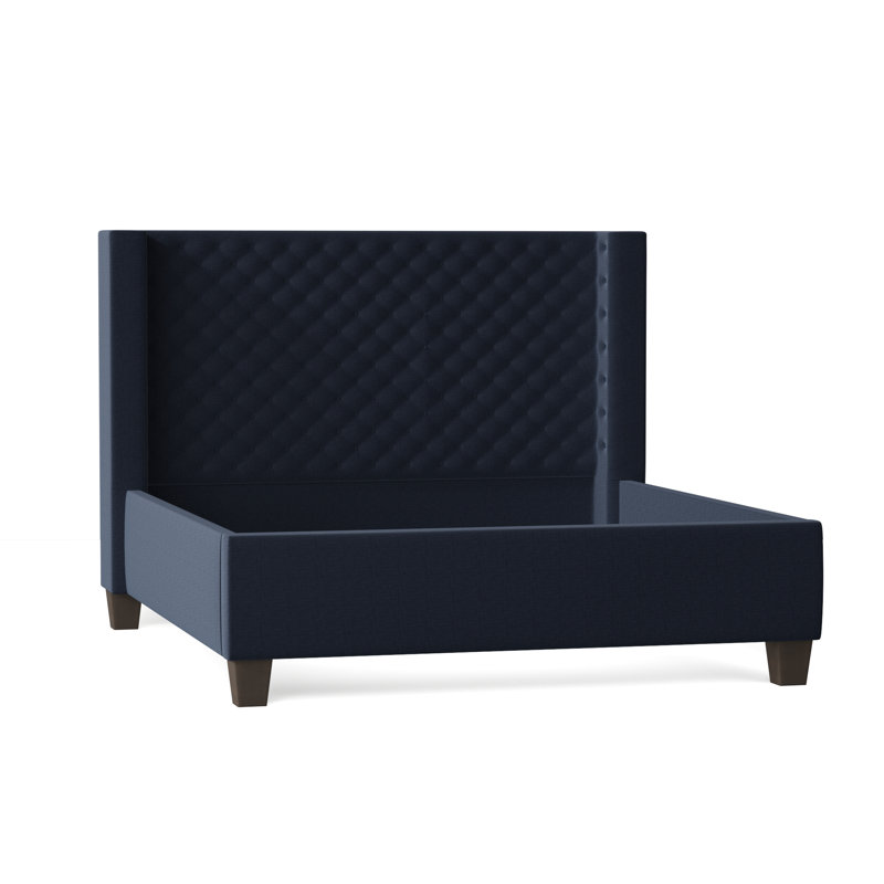 Bren Upholstered Wingback Bed, California King, Sachi Otter, Brown Mahogany
