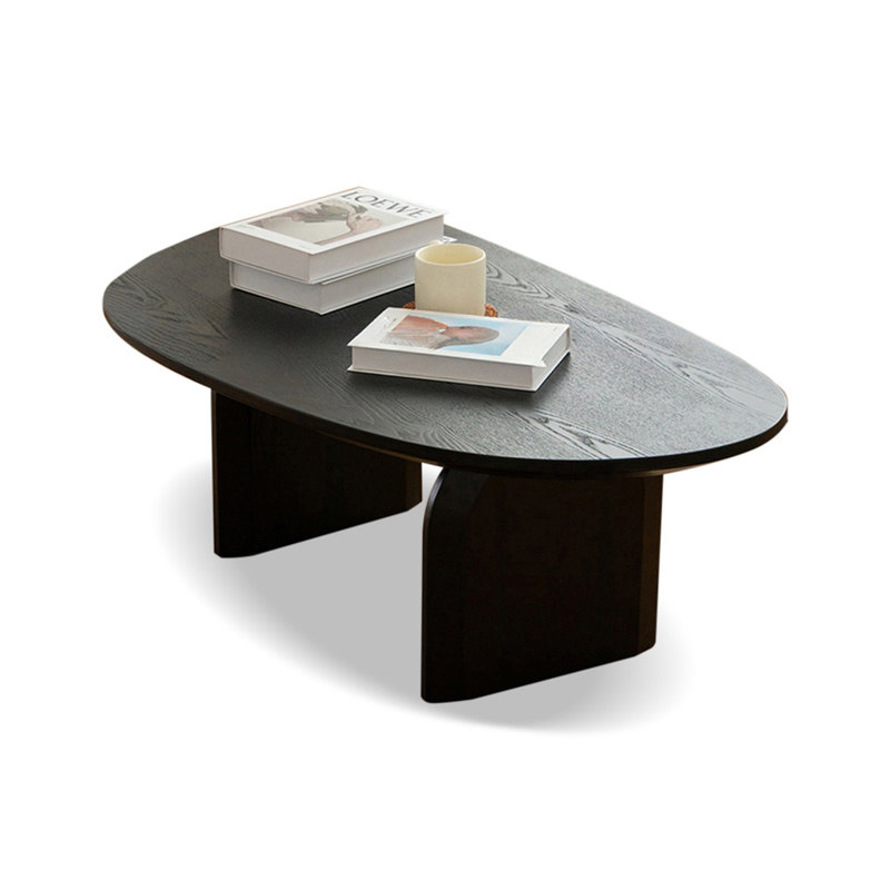 Black Solid Wood Free Form Coffee Table