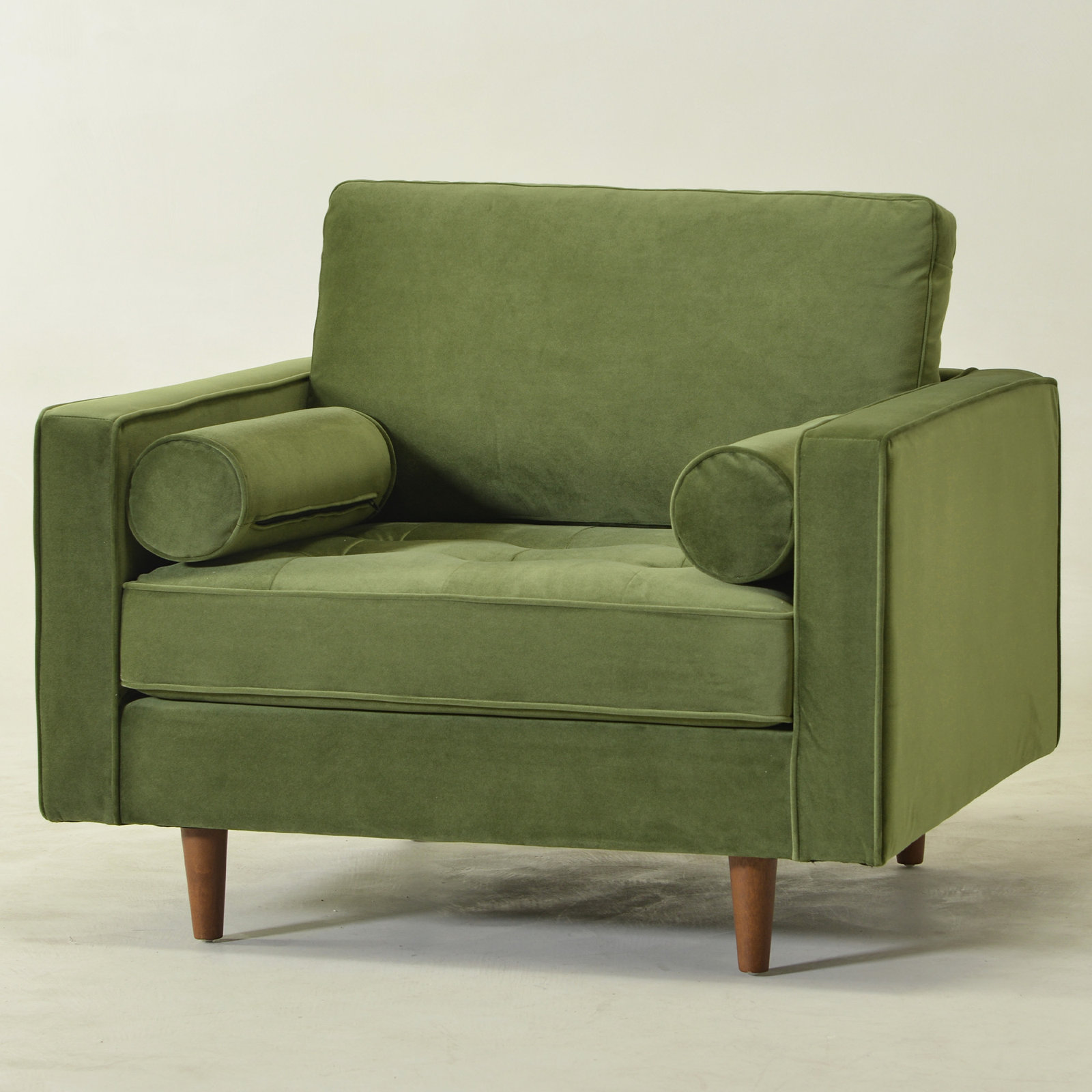  Geo 42" Upholstered Armchair, Olive Green Velvet