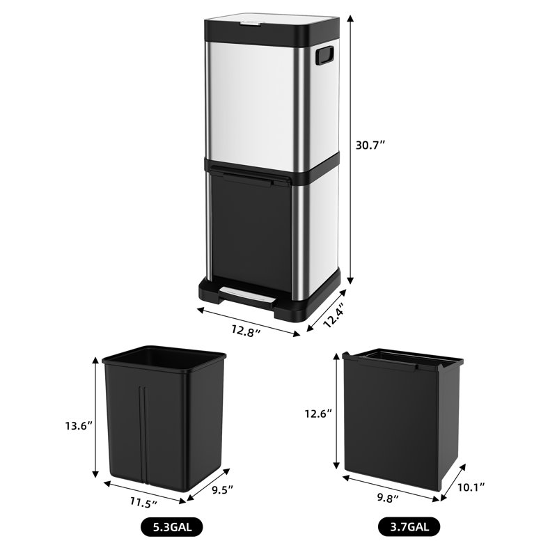 Poubelle à pédale 9 gallons en acier