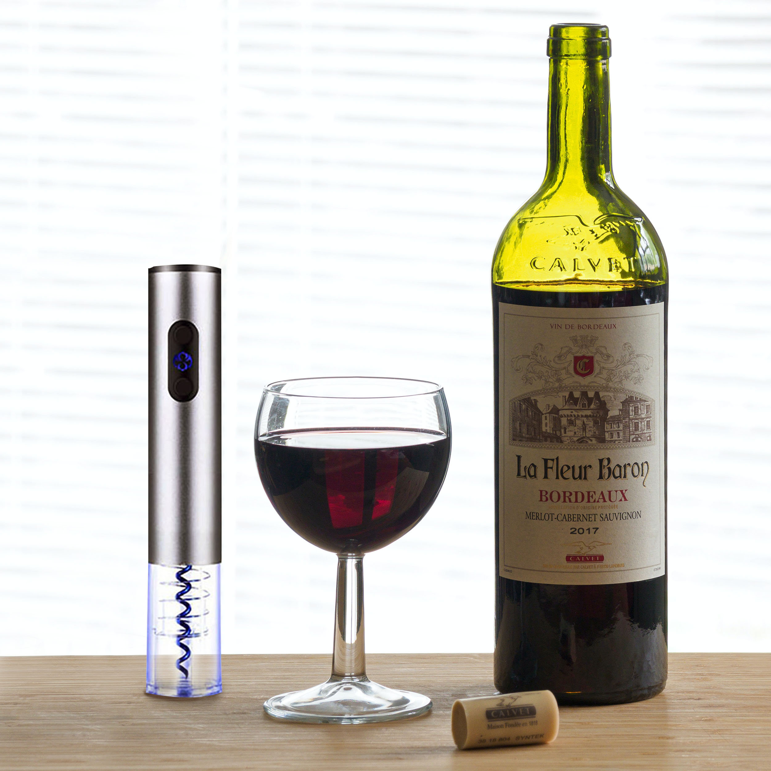 Brentwood Electric Wine Bottle Opener With Foil Cutter, Vacuum Stopper