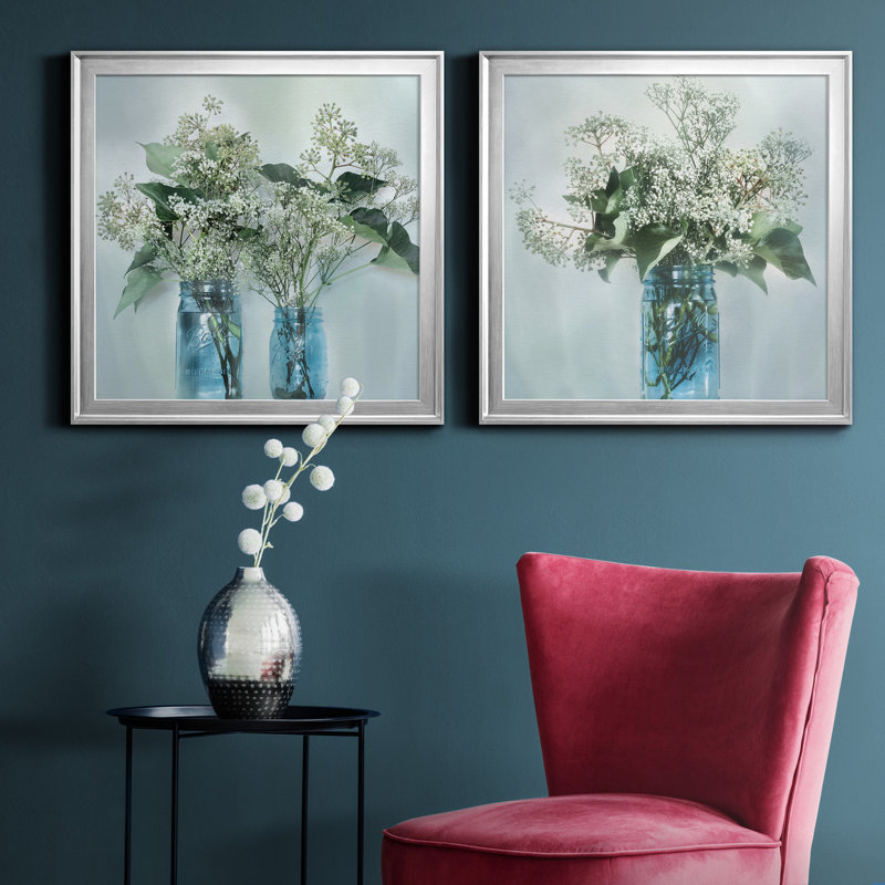 Bloomin 'Wild I - Peinture sur toile 2 pièces, H 34,5 po x l 69 po x P 1,5 po, Cadre argenté