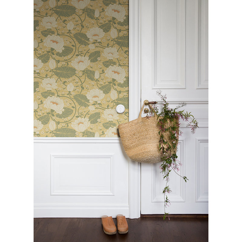 Ingrid Floral Wallpaper Roll, Light Yellow/Sage