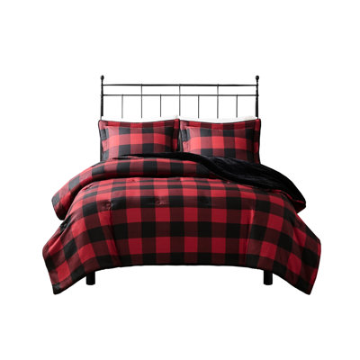 Warm And Stylish Full/queen Comforter - Faux Wool Plaid, Fur Reverse, 2 Shams, Washable Plaid Decoration, Cozy Warm,
