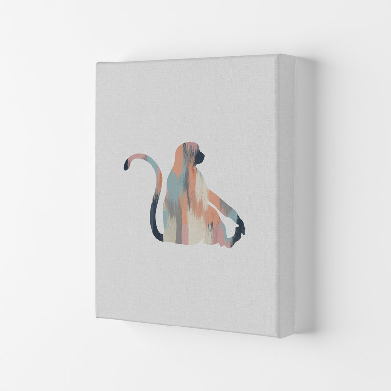 Pastel Monkey - Print, 42cm H x 29.7cm W x 4cm D, Wrapped Canvas