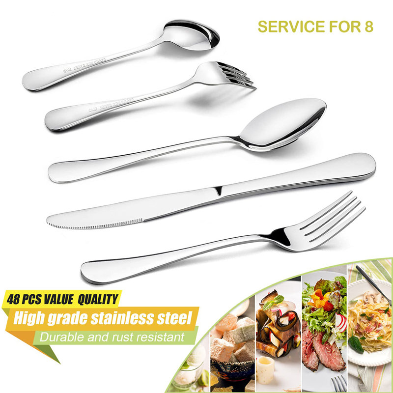 Lark Manor™ 48-Piece Stainless Steel Flatware Set Service for 8
