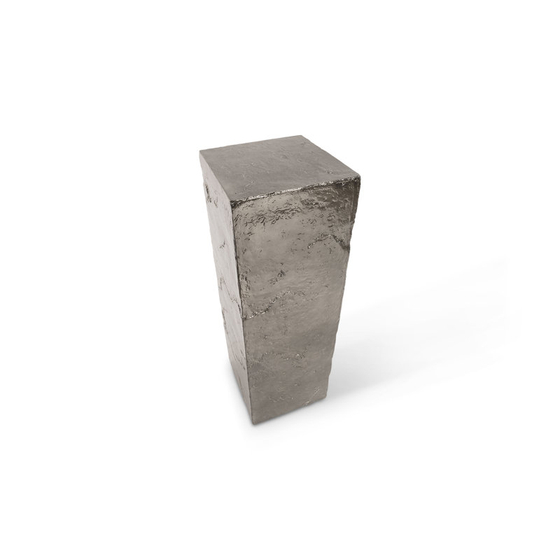 Outdoor Pedestal Sculpture, 39" H x 13" W x 13" D, Liquid Silver