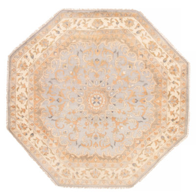 Tapis gris en laine noué à la main Royal Oushak 8 pi 10 po x 8 pi 10 po