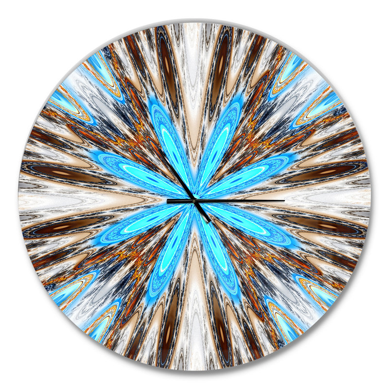 Fleurs avec rayons rayonnants - Horloge murale moderne, Grand