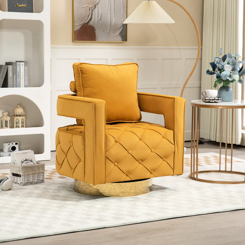 Fauteuil rotatif à 360 degrés en velours. , Bouton, pour un fauteuil de bureau moderne. Rotation, maison et utilisation confortables